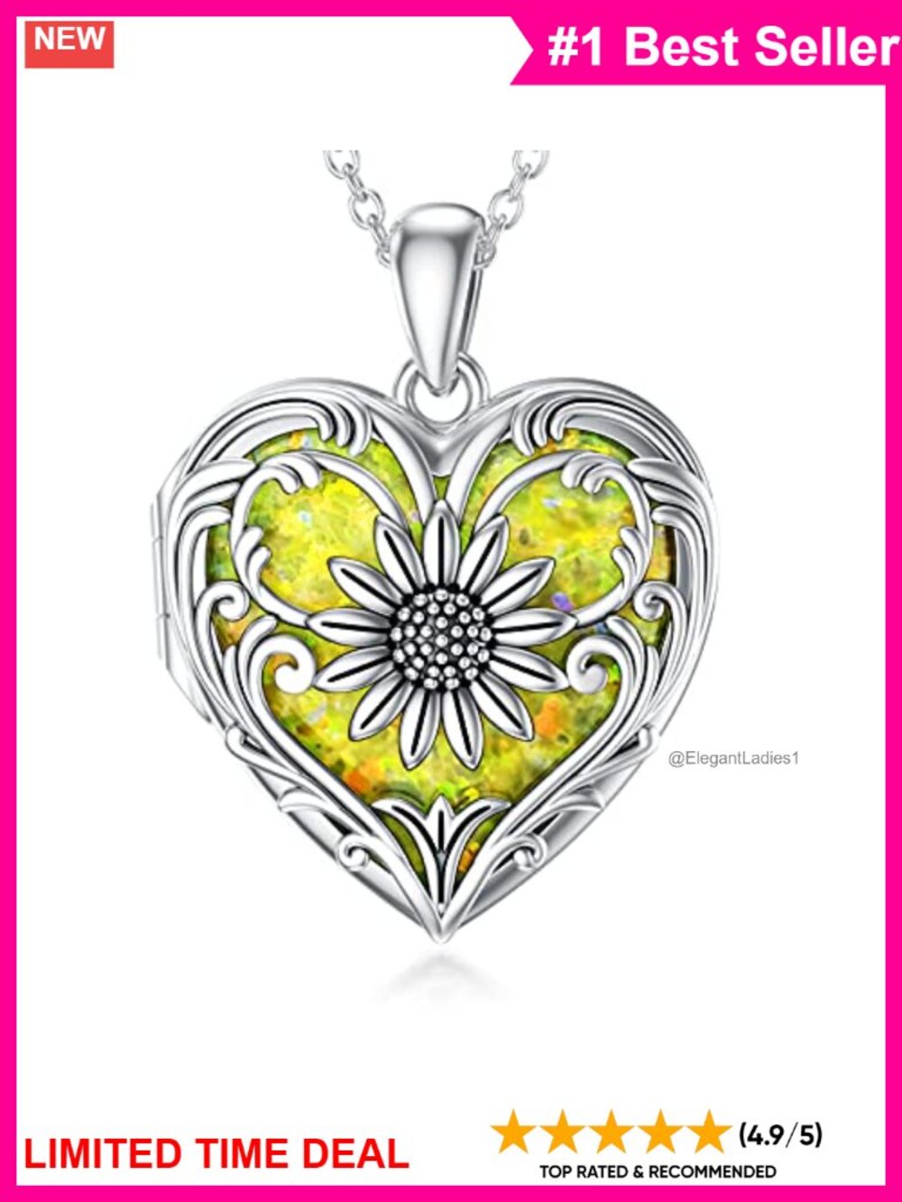 925 Sterling Silver Personalized Locket Necklace Holds Picture Heart Opal Custom